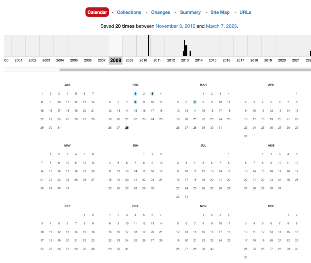 Calendar Waybackmachine